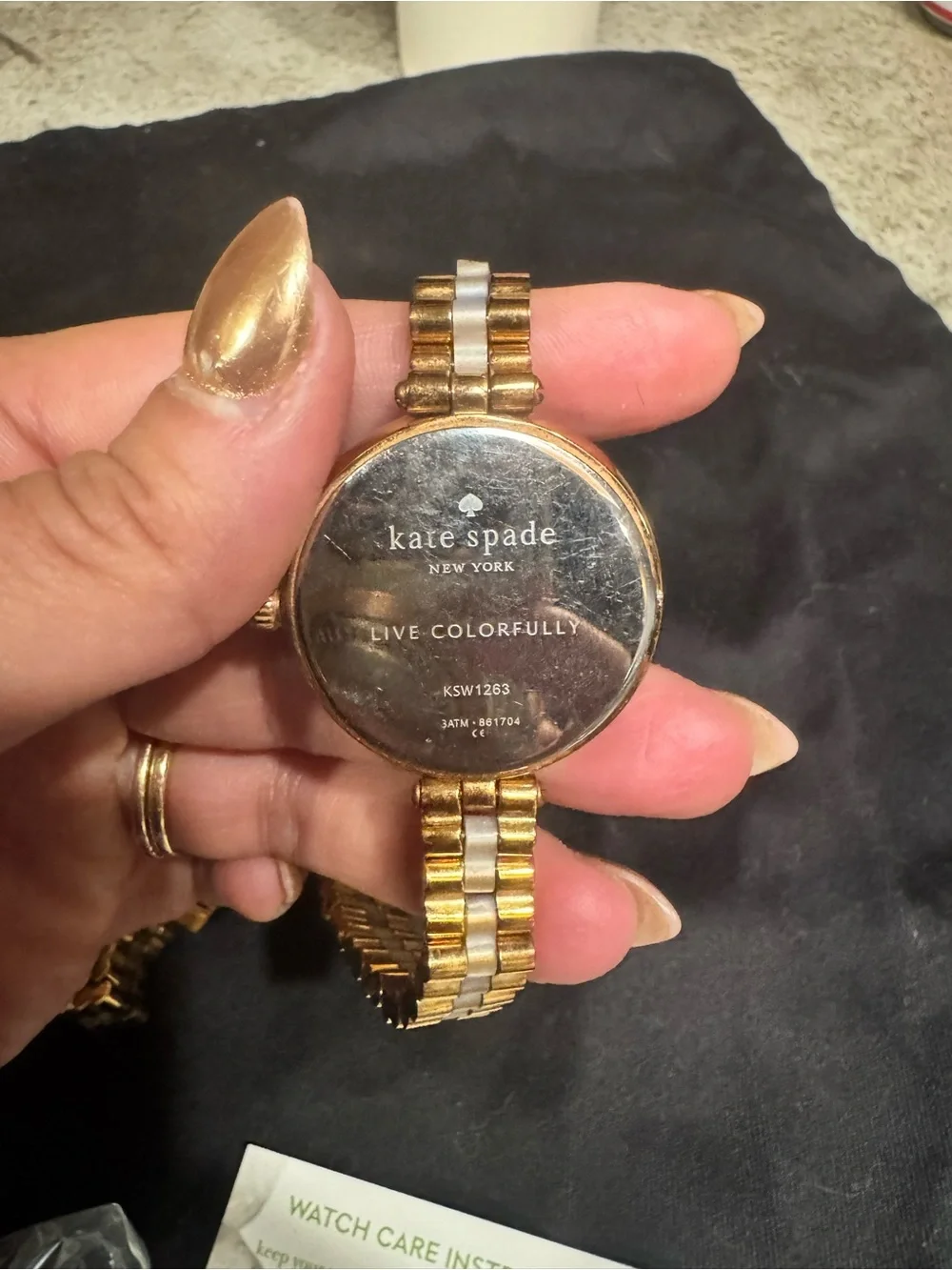 kate spade Gold and White Ladies Bracelet Watch